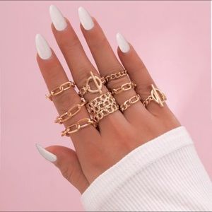Hip Hop Chain Style Midi Ring Set